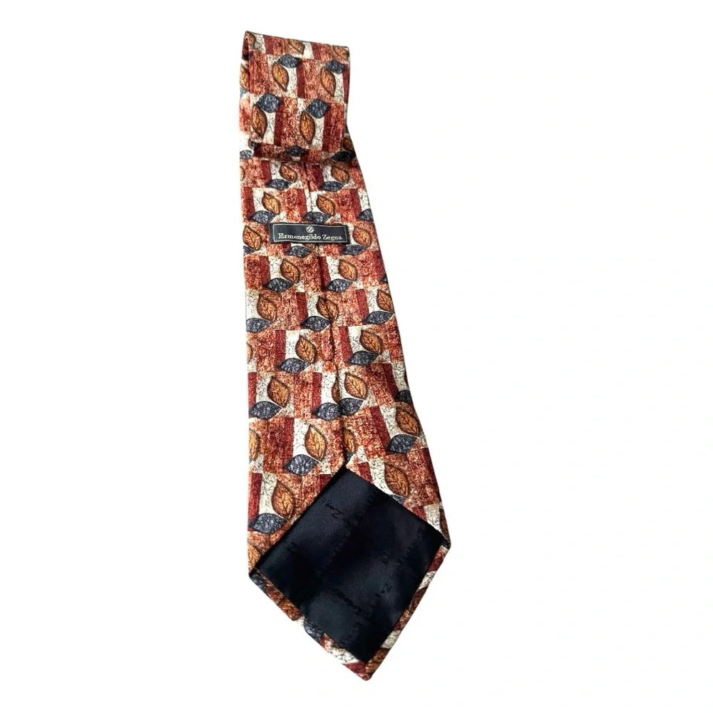 Ermenegildo Zegna Men’s Silk Tie Orange Floral Made in Italy 3.875” x 57.75” GUC